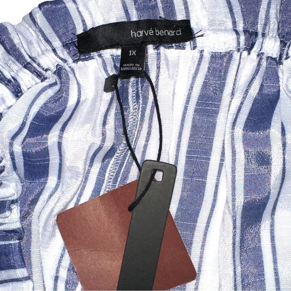 Harve Benard Sheer Blue and White Striped Blouse Size 1X - Picture 3 of 5